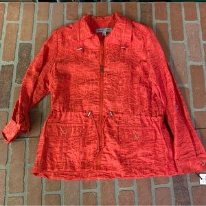 NWT Samantha Grey Womens Coral Size 12 Zip-Up Lightweight Jacket.